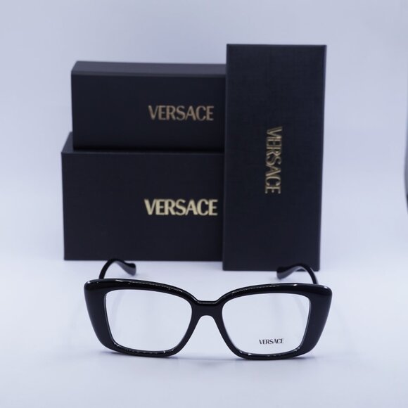 Versace VE3385U GB1 Square Eyeglasses – Shiny Black 53mm - Picture 2 of 9